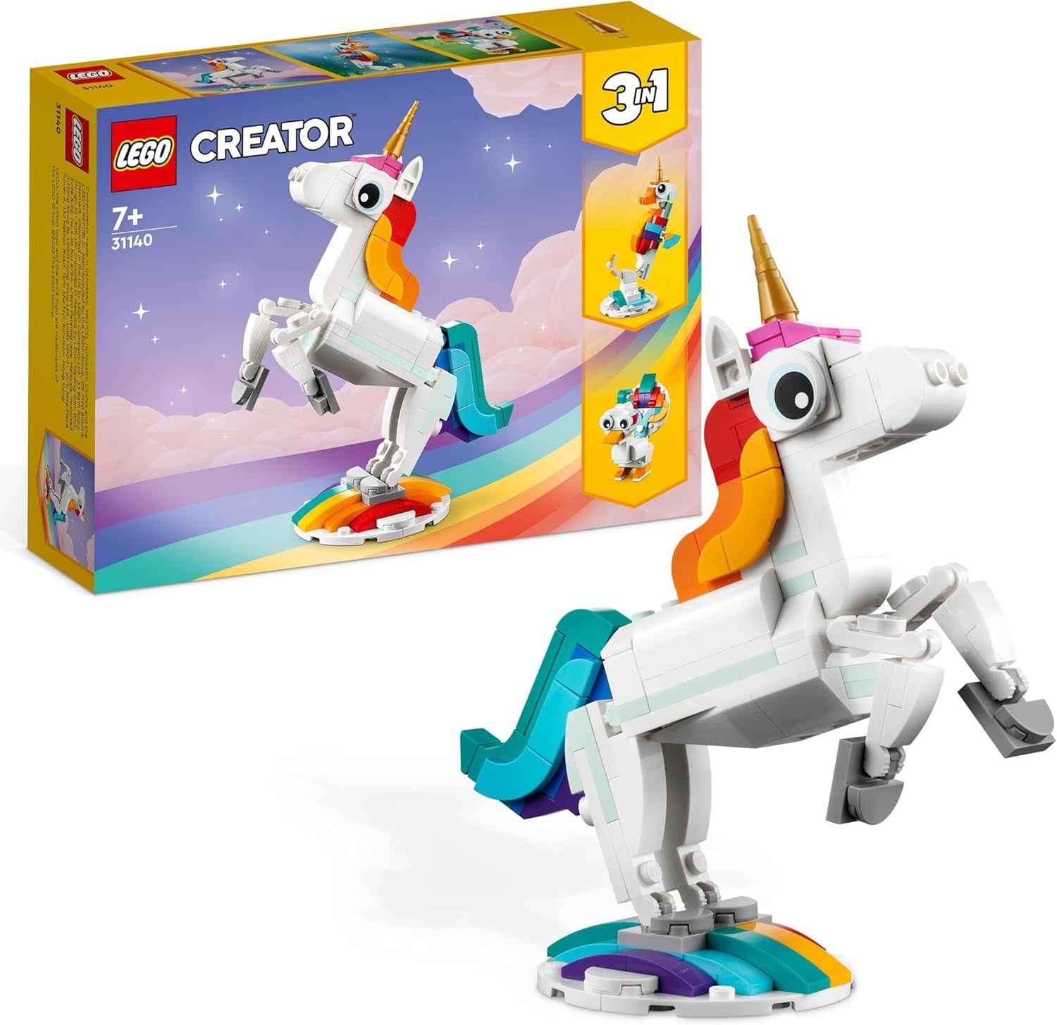 LEGO Creator 3in1 Red Dragon Toy to Fish Figure to Phoenix Bird Model, Animal Figures Set, Gifts for 6 Plus Year Old Boys, Girls and Kids 31145