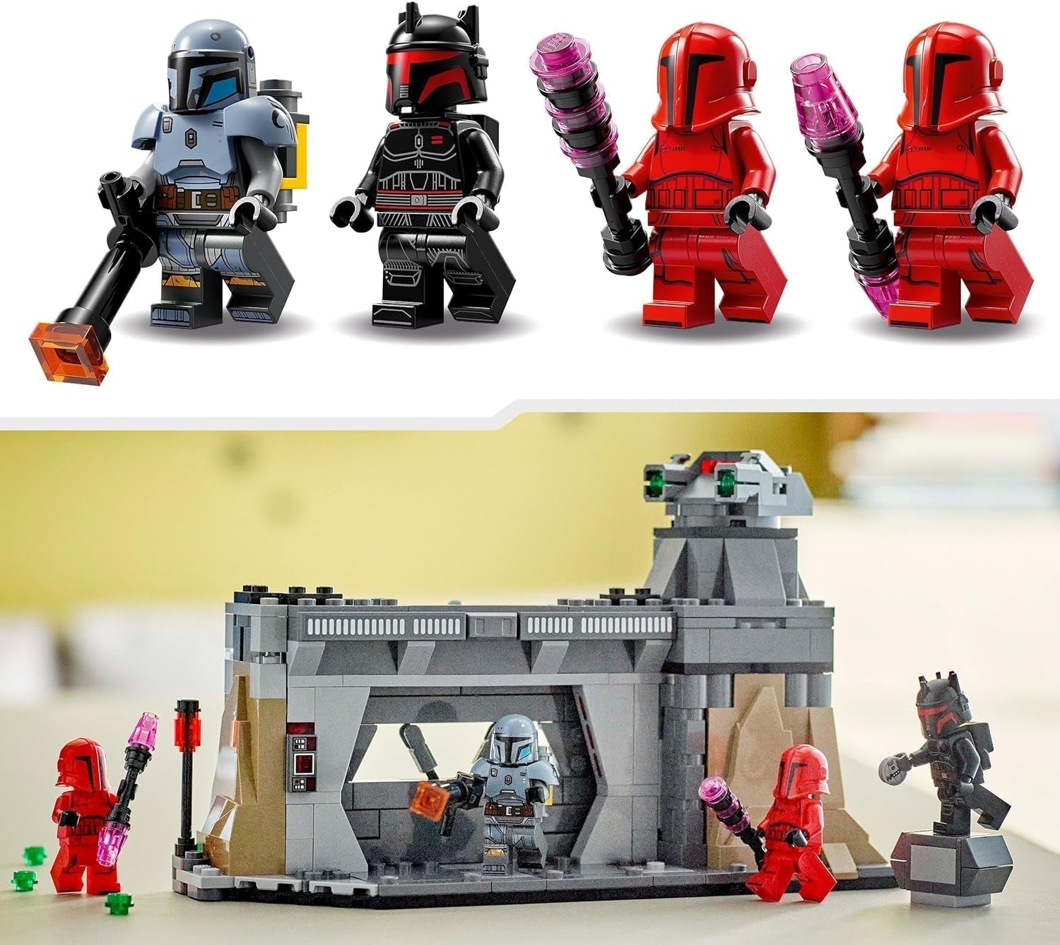 LEGO Star Wars: Duelul Mandalorian între Paz Vizsla și Moff Gideon, jucărie de construcție de colecție pentru copii, idee de cadou pentru băieți și fete creative cu vârsta de peste 7 ani, jucărie Mandalorian 75386 Seturi de constructie Besuche den LEGO-Store
