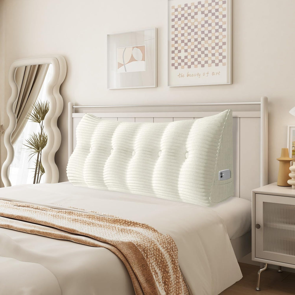 Pernă Johnear cu pană, pernă de citit pentru pat și canapea, pernă pentru spătar, pernă pentru tăblie, pernă lombară triunghiulară mare (gri, 45 cm)