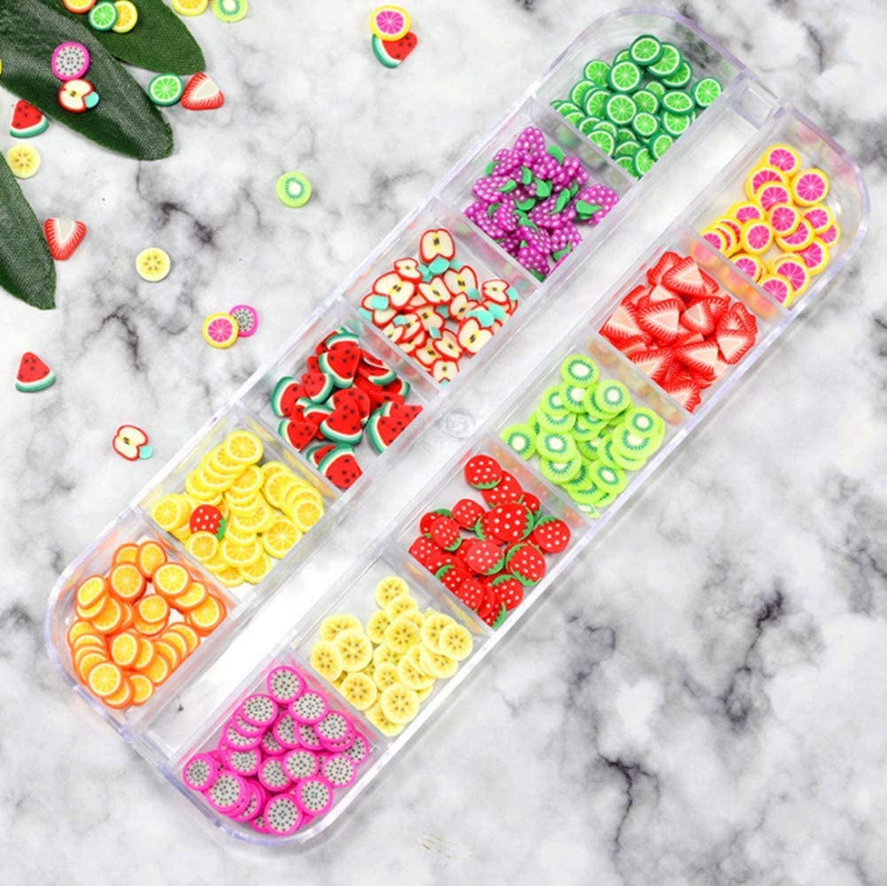 4 Set Nagel Obst Scheiben, Basicon Niedliche Obst Polymer Scheiben Obst Scheibe Nail Nagel 3D Obstscheibe Nail Art Slice Für DIY Liefert Maniküre Dekoration Schleim Zubehör Nageldekorationen, 4 Stile