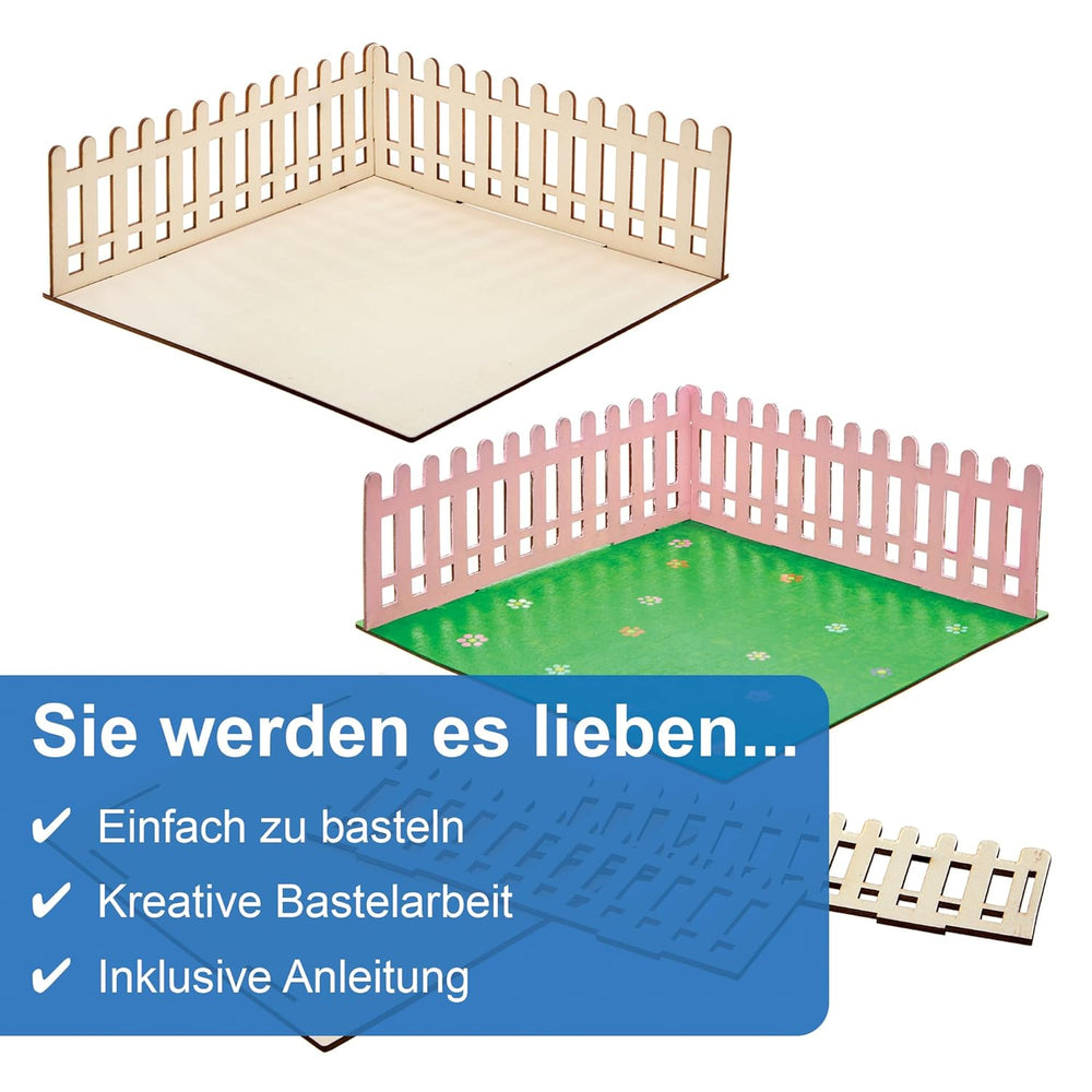 Baker Ross FN256 Mini casă de păpuși din lemn, grădină - 1 pachet, kit casă de păpuși pentru copii, kit de artizanat