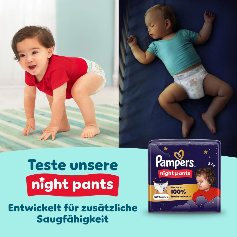 Pampers Premium Protection Pants mărimea 5, 144 scutece, 11 kg - 17 kg, cu ajustare la 360° și manșete moi anti-scurgere pentru confort și protecție optime