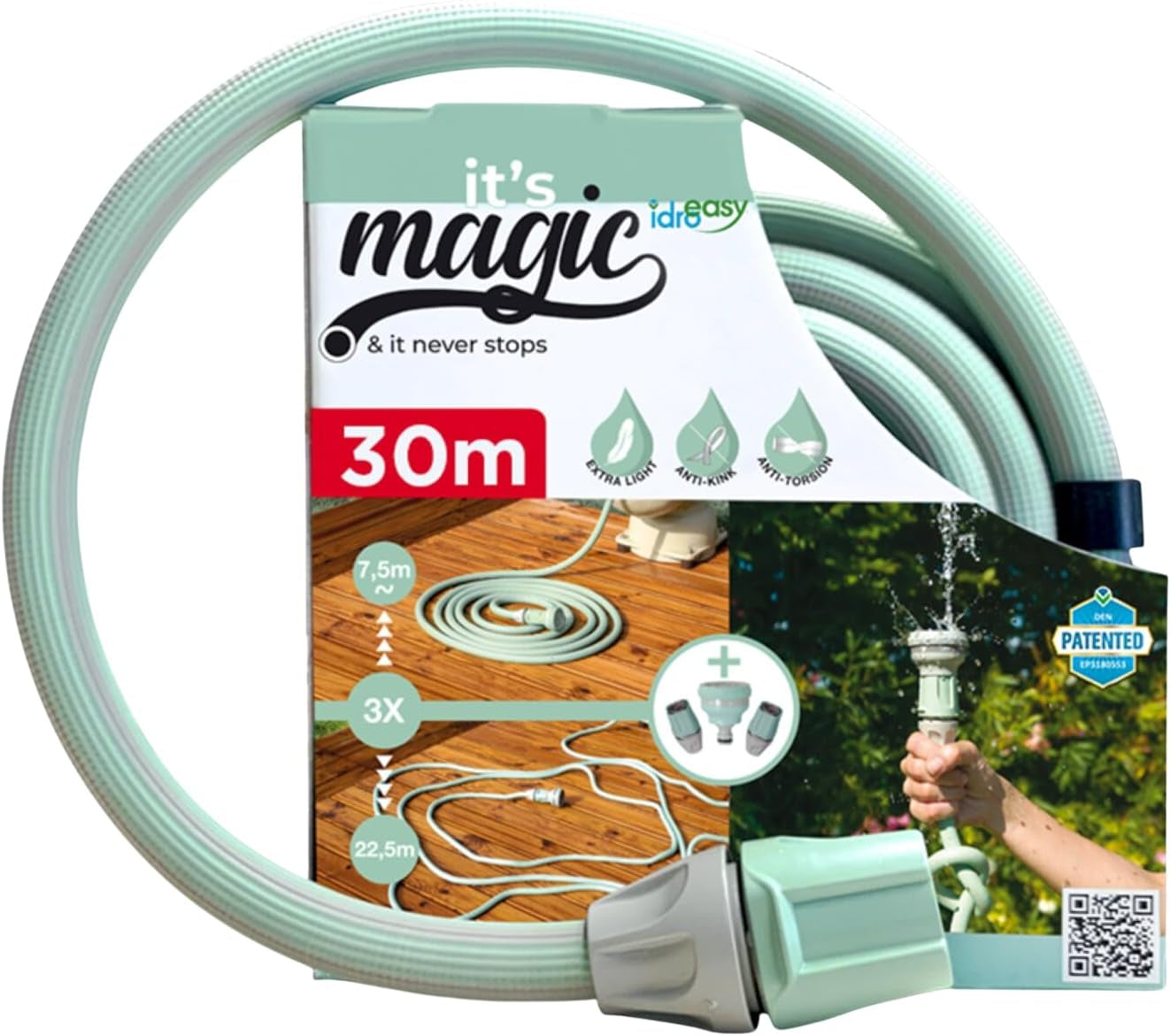 Magic Soft Smart 30 metri - Țeavă de irigații pentru grădini, anti-noduri, anti-torsiune, furtun de apă