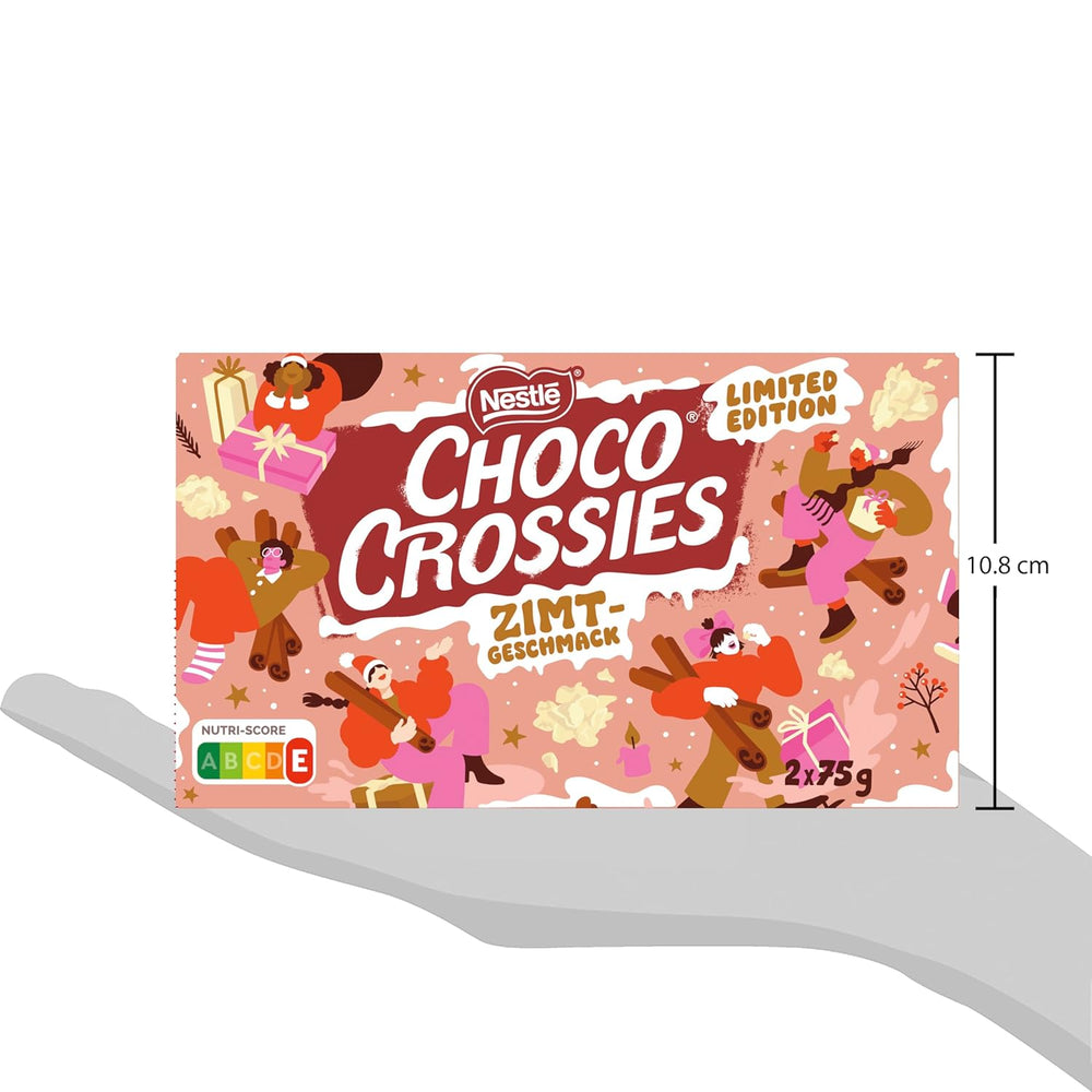 Scorțișoară Nestlé, fulgi ușori și crocanți și migdale crocante acoperite cu o glazură albă care se topește în gură și aromă de scorțișoară, pachet de 4 (2 x 75g fiecare)