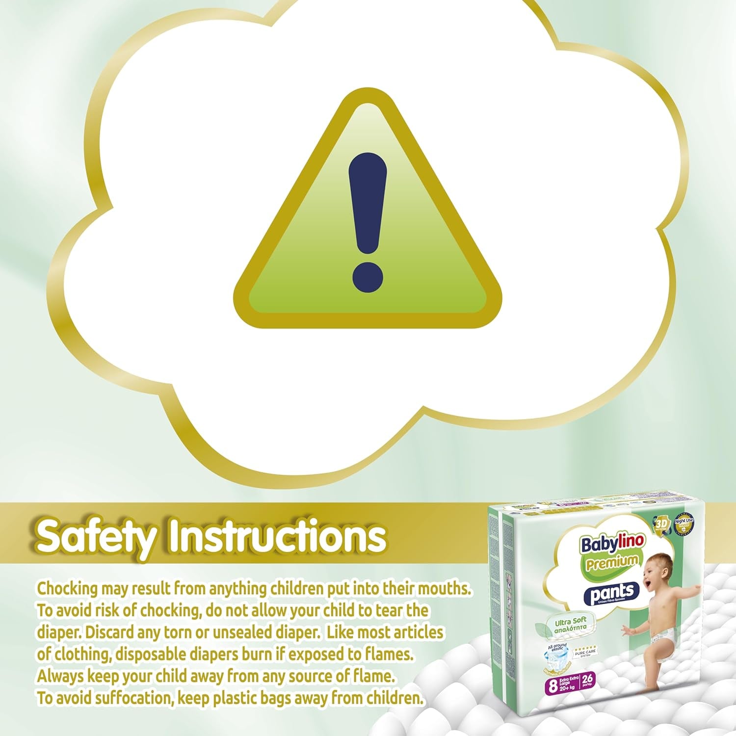 Pantaloni Premium Mărimea 8 cu Filtru Ultra-Moale, XXL (20+ kg), 104 bucăți