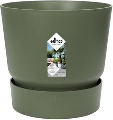elho Greenville Round 16 - Ghiveci pentru flori pentru interior și exterior - Ghiveci cu auto-udare - 100% plastic reciclat - Ø 16,0 x H 15,3 cm - Verde/Verde frunză