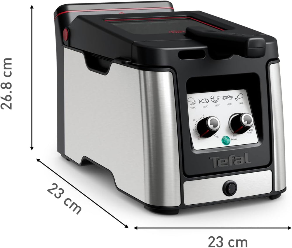 Tefal FR600D Clear Duo Deep Fryer, prăjire cu mai puțin fum și mirosuri, capacitate 1,2 kg, termostat, cronometru, fereastră mare de vizualizare fără ceață Electrocasnice Naty Shop