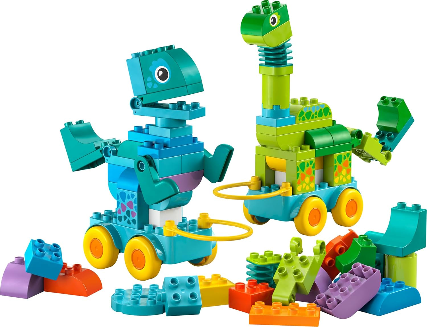 LEGO DUPLO Town Dinos auf Rädern 3-in-1-Set - Spielzeug für Mädchen & Jungen ab 3 Jahren - Diplodocus und T. rex, Triceratops & Stegosaurus oder Pteranodon & Parasaurolophus Dinosaurierfiguren - 10451