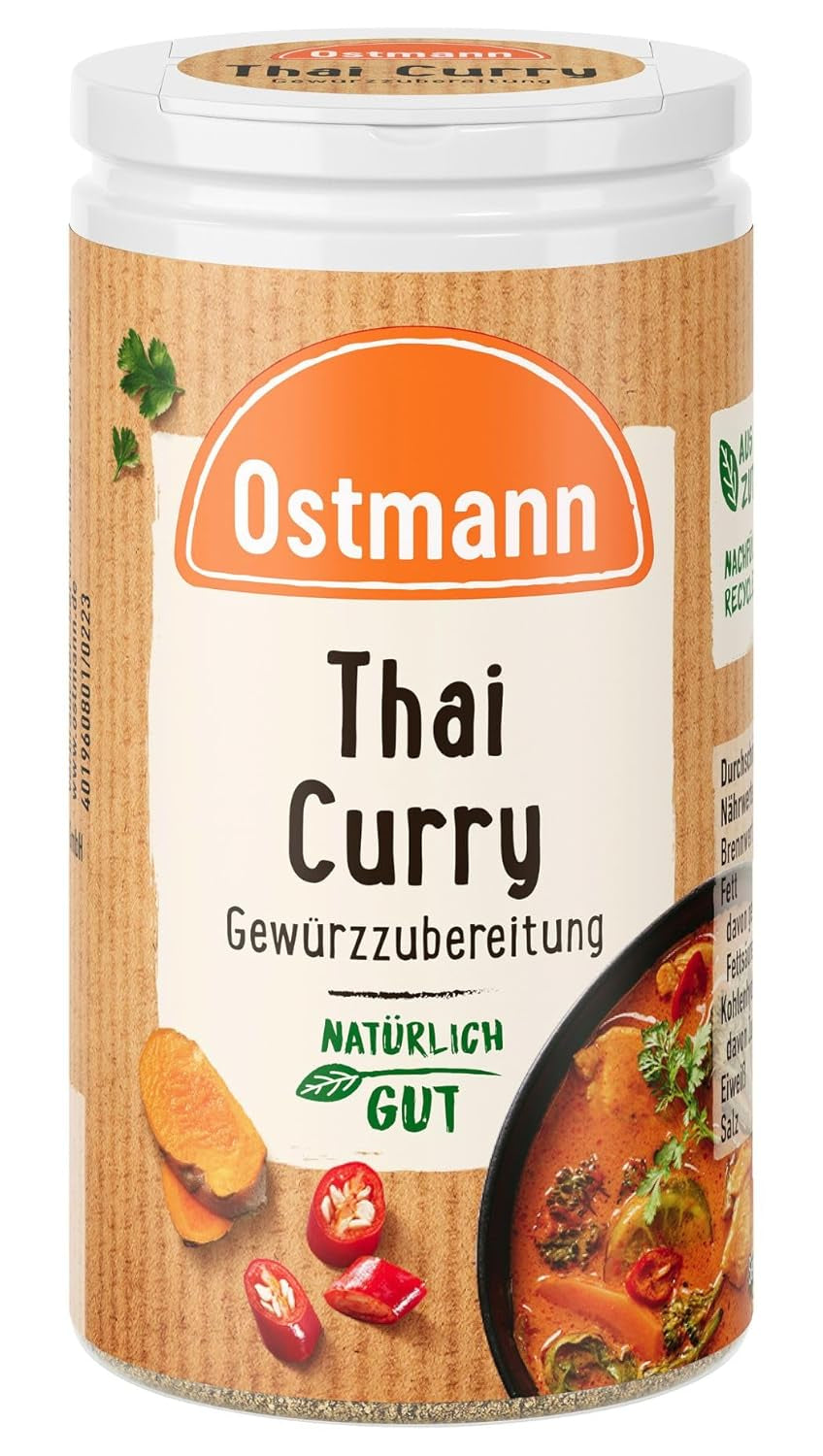 Ostmann Gewürze - Thai Curry Gewürzzubereitung | Nachfüllbare & recyclebare Verpackung | 40 g in der Streudose