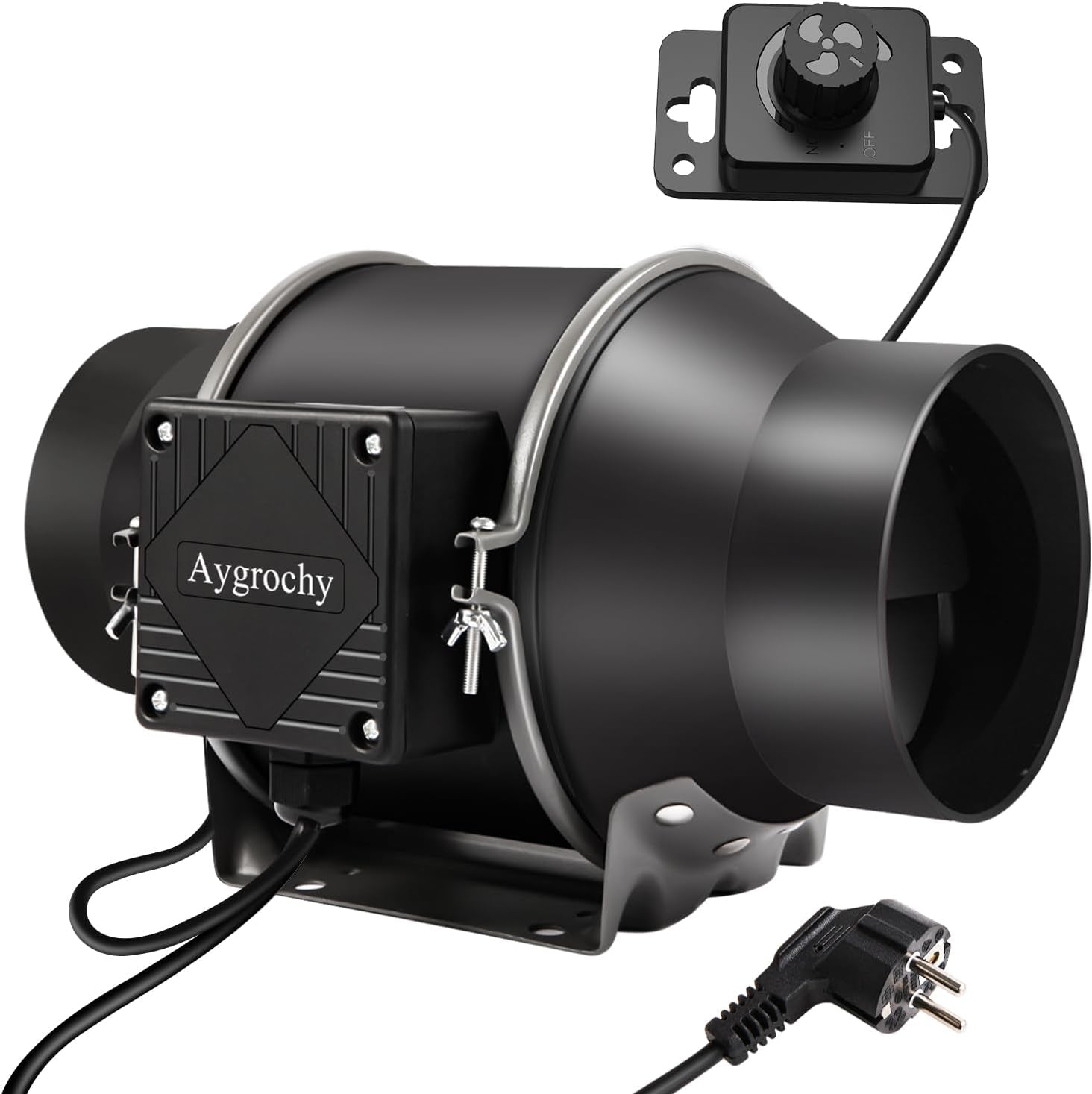 Ventilator de conductă reglabil Aygrochy 200 mm 70 W, ventilator de evacuare cu motor EC pentru încălzire, răcire, boostere, corturi de creștere, hidroponică, uz casnic, ventilație și suflantă de evacuare.