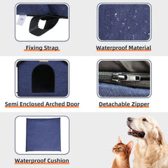 Katzenhaus Für Draußen Winterfest Wasserdicht Wetterfester Katzenhöhle Haustierhaus mit Katzenmatte Warm Hundehöhle Waschbar Hundehaus Tierheim Für Streuner Haustiere 35x30x35cm