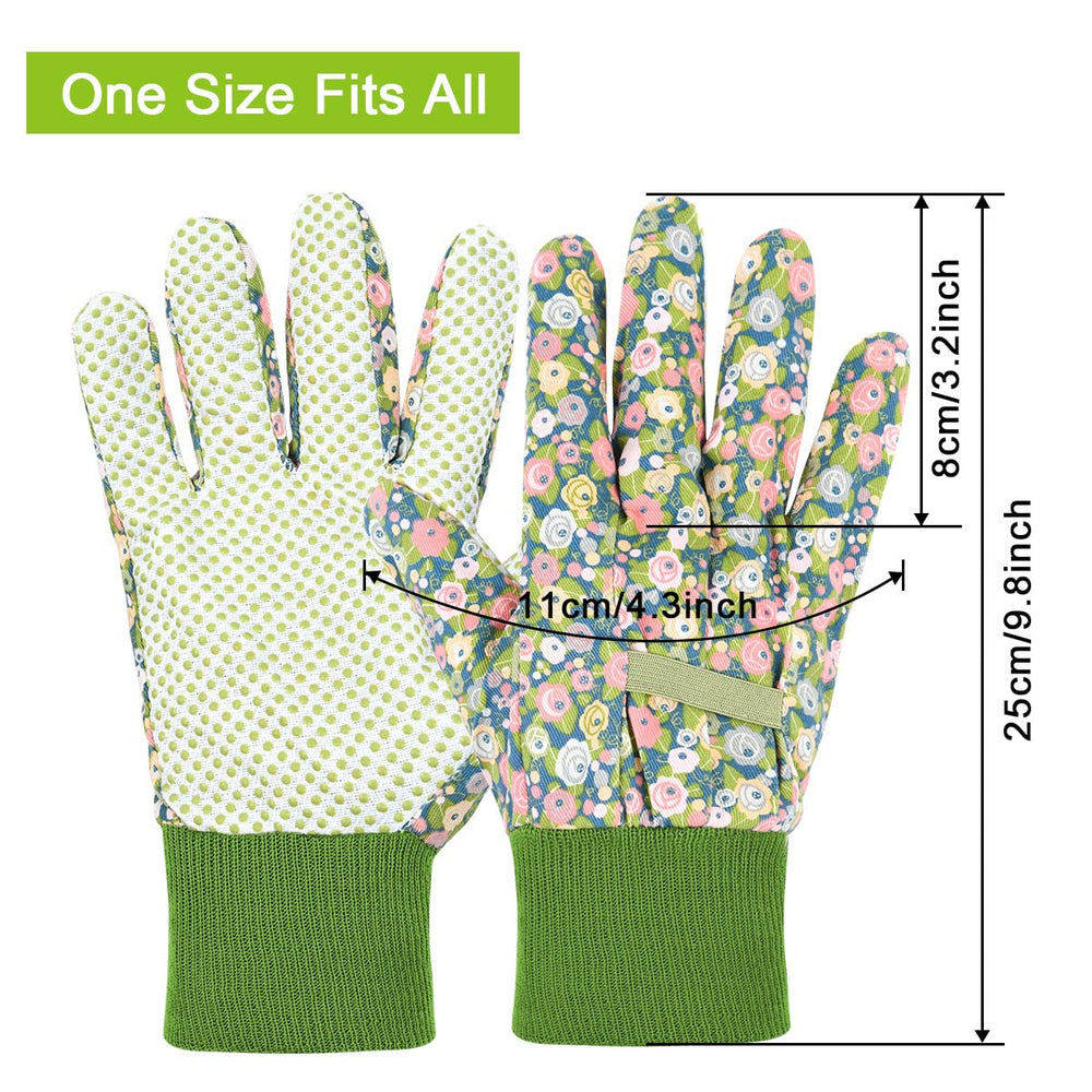 Handschuhe Für Garten, 2Er Set Gartenhandschuhe, Antirutschbeschichtung Arbeitshandschuhe, Einheitsgröße Arbeitshandschuhe Mit Pvc-Punkten Und Reißfester Canvas-Stulpe Zum Pflanz & Gartenarbeit