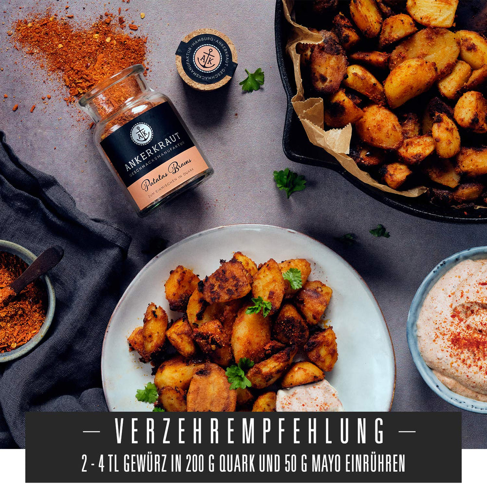 Ankerkraut Patatas Bravas, Gewürzmischung für spanische Kartoffelwürfel, 90g im Korkenglas