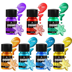 Sclipici comestibil lichid - sclipici alimentar curcubeu 7 culori pentru decorarea torturilor, băuturi, copt, brioșe - pudră sclipici alimentar comestibil lichid pentru cocktailuri, fondant, prăjituri