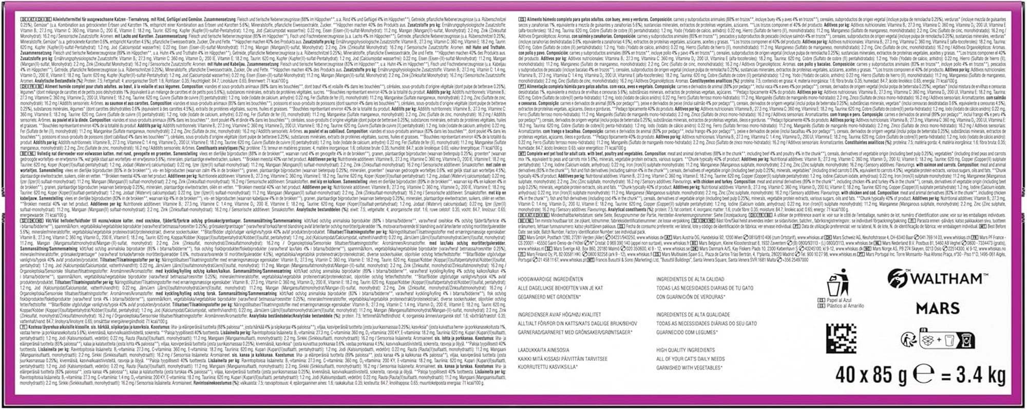 WHISKAS TASTY MIX Nassfutter in Sauce für Katzen 40 x 85g Chef’s Choice