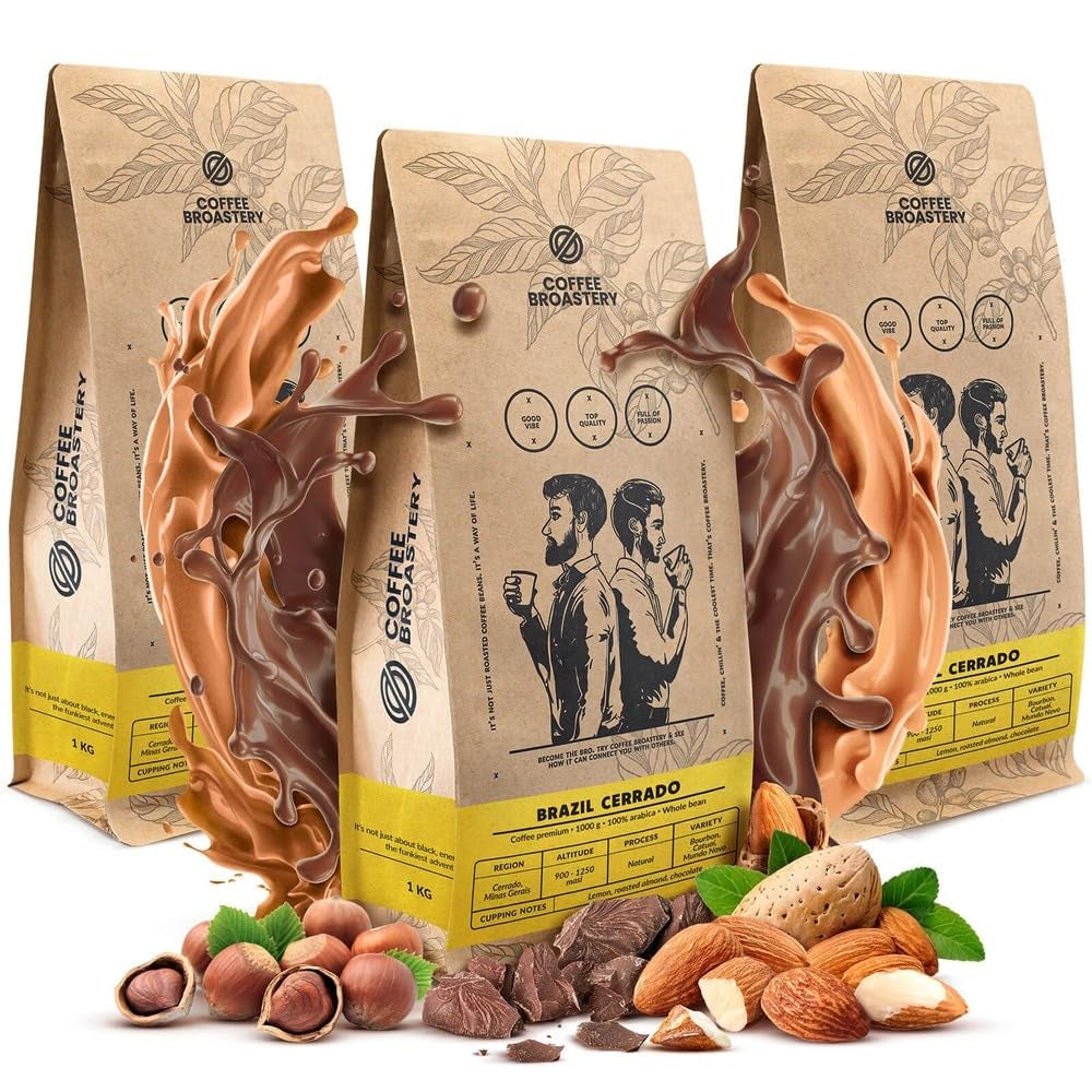 Set boabe de cafea 3x1kg 3000g | Brazil Cerrado | Cafea braziliană | Cafea specială | Proaspăt prăjită | Prăjitor artizanal de cafea