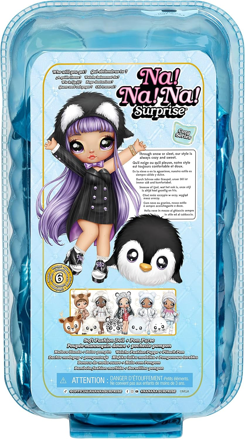NA! NA! NA! SurpriseCozy Serie – Evie VON HOO – Schneeeule Modepuppe aus weichem Plüsch mit weißen Haaren,Mütze,Outfit und Flauschiger Anhängetasche – Tolles Geschenk für Kinder ab 5 Jahren 119357EUC