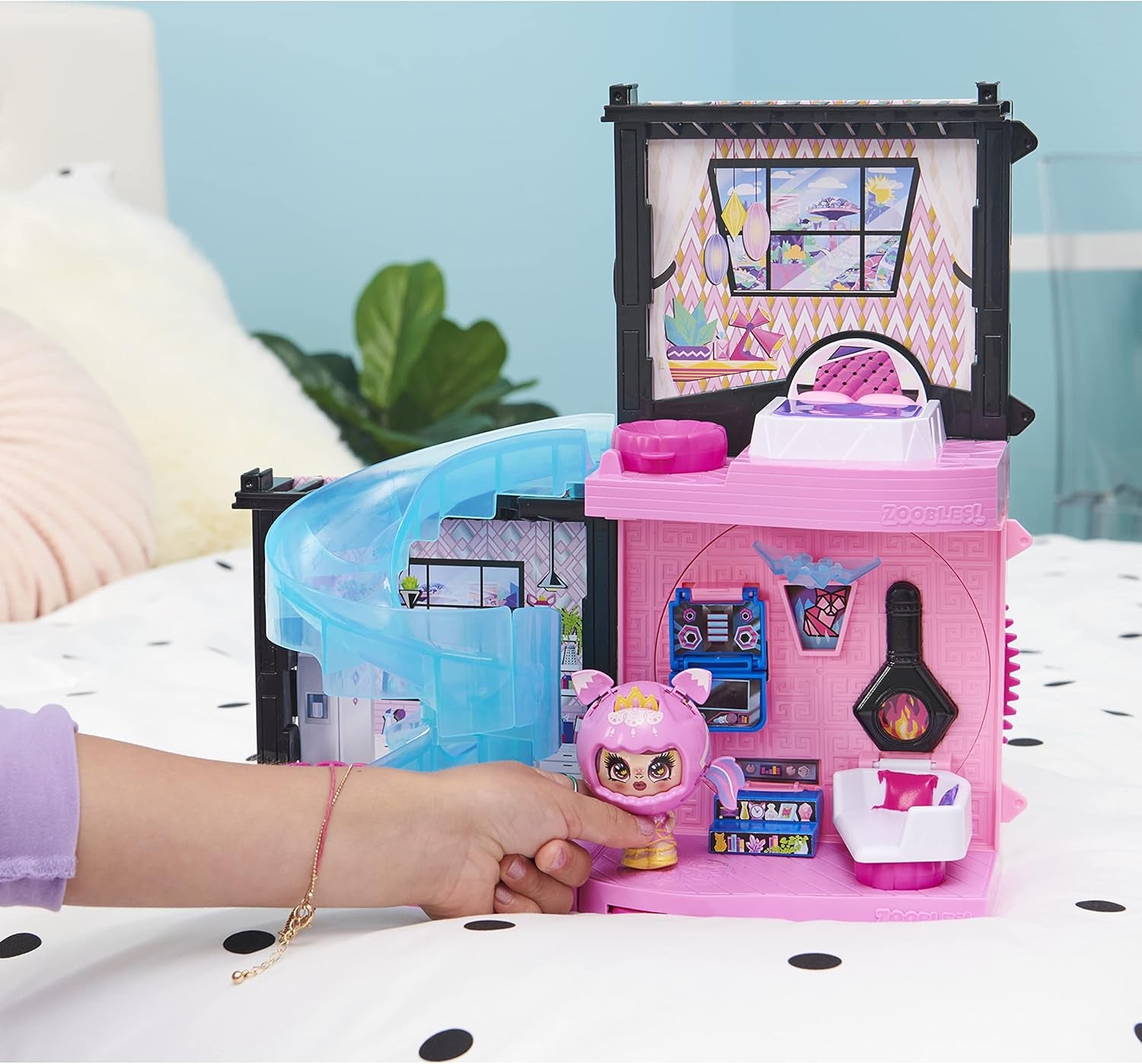 Zoobles Magic Mansion Casă de vis transformabilă cu 6 camere, tobogan și accesorii