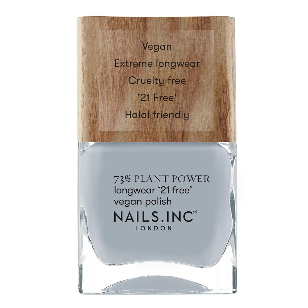 Nails Inc - Oja vegană GLOWING SOMEWHERE Plant Power - 73% pe bază de plante, 100% vegană și fără cruzime - Manichiură perfectă, sidefat strălucitor - Pentru o nail art ecologică