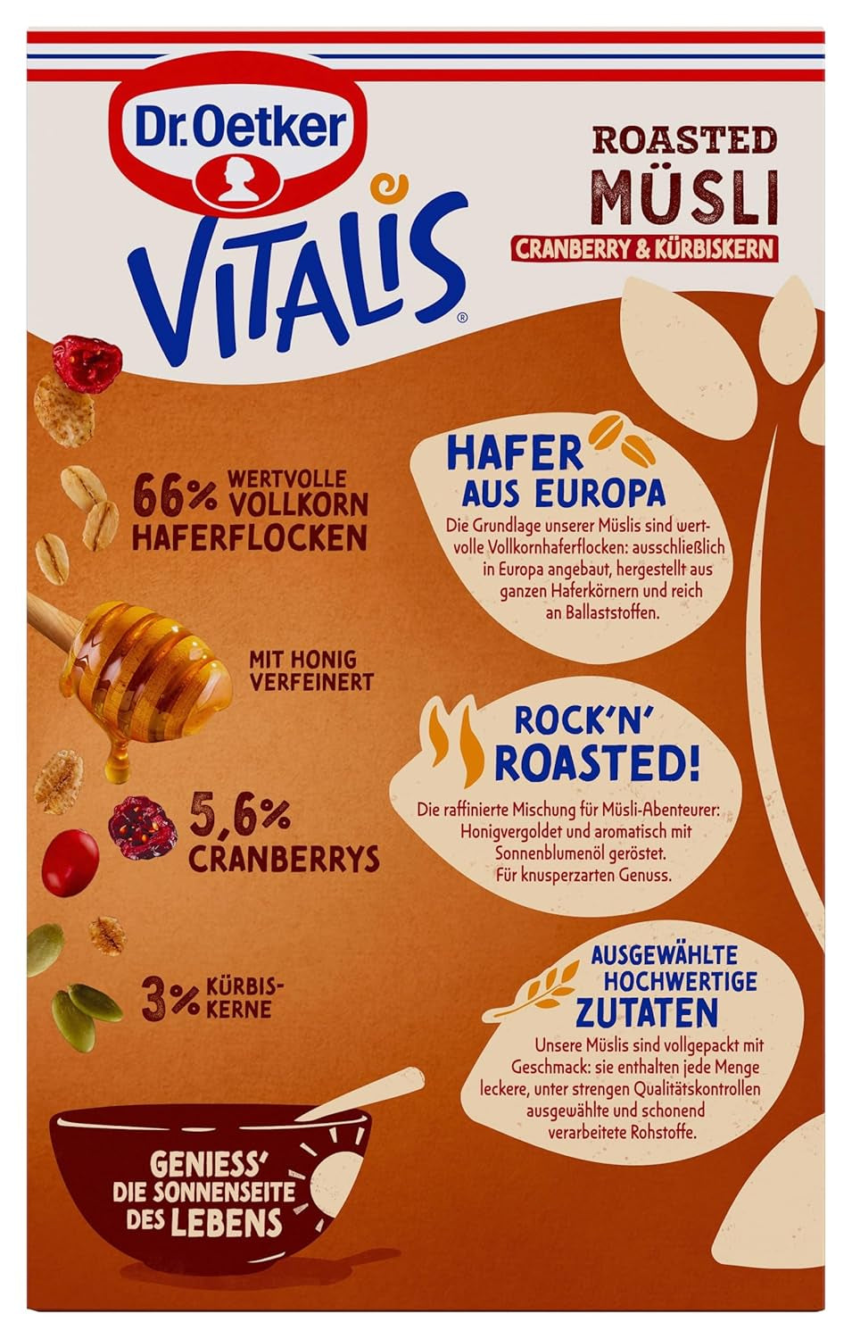Dr. Oetker Vitalis Muesli prăjit cu merișoare și semințe de dovleac: Muesli prăjit cu merișoare uscate, pachet de 8 (8 x 501g)