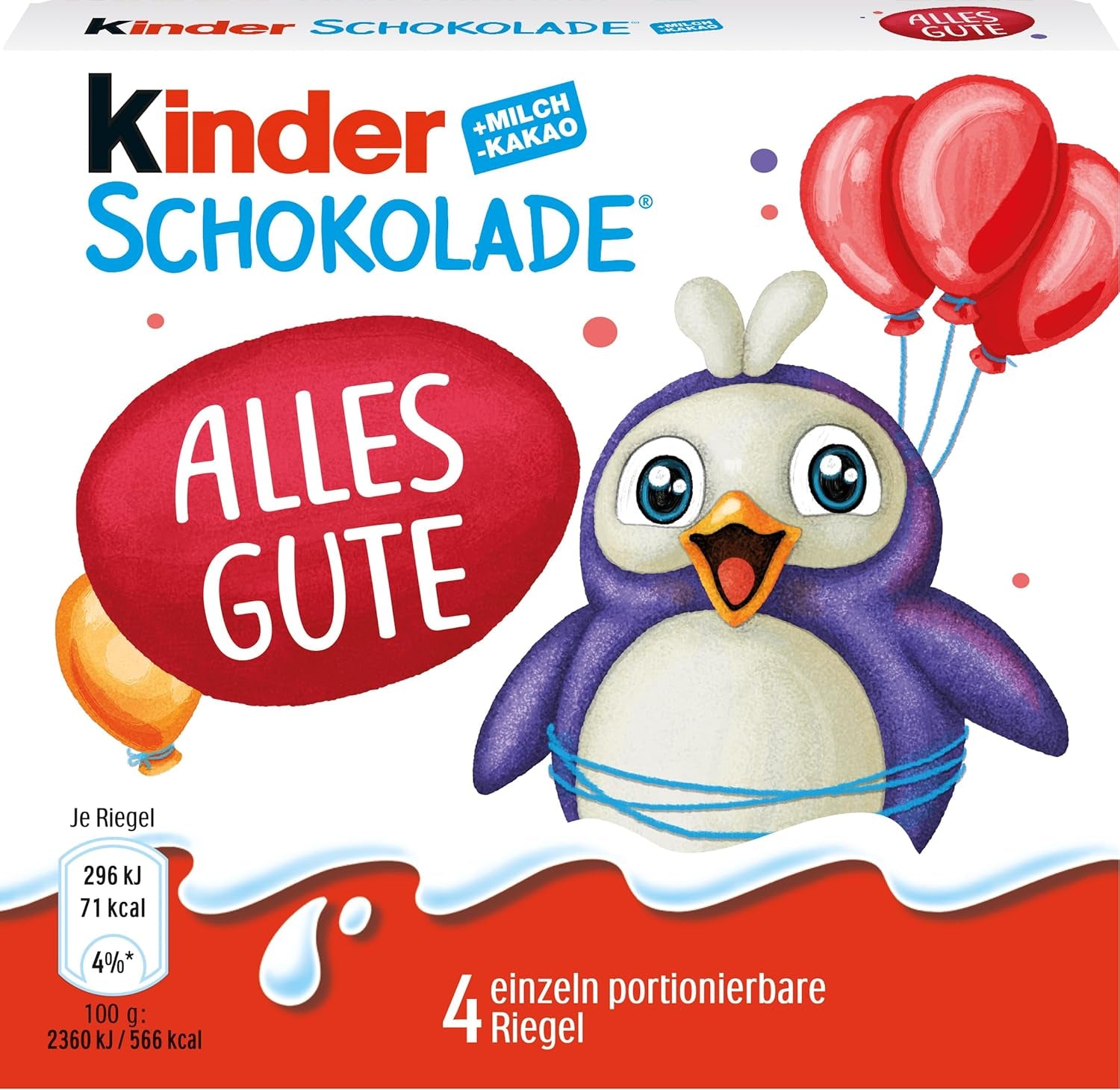 Kinder Chocolate (20 x 50g) – Cadou de Ziua Îndrăgostiților pentru el și ea, dulciuri pentru Carnaval și Mardi Gras – Batoane de ciocolată din ciocolată cu lapte umplută – 20 de pachete a câte 4 batoane individuale fiecare