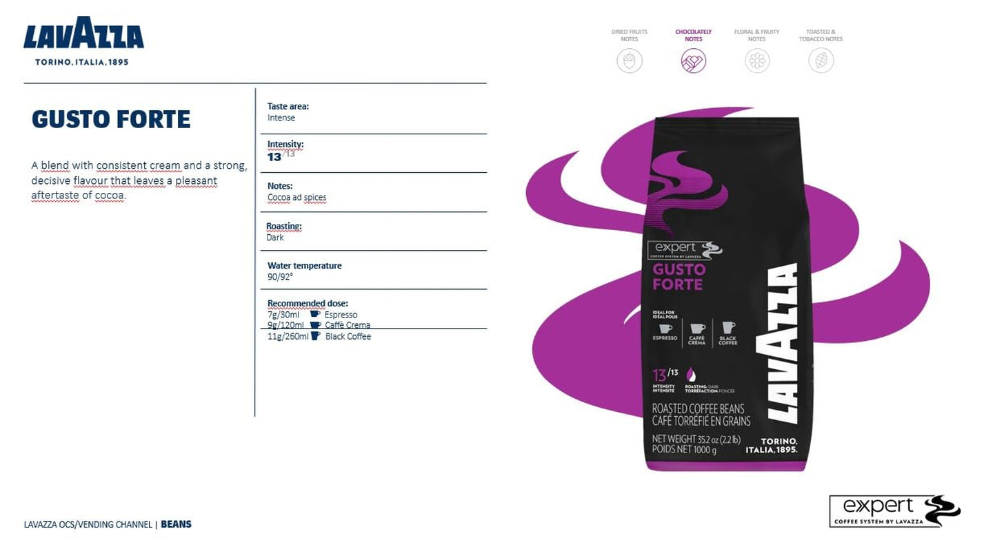 Lavazza Expert Gusto Forte Espresso - 1kg ganze Kaffee-Bohne, 100% Robusta