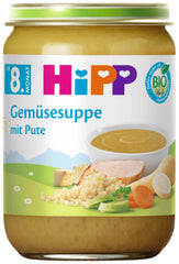 Supă de legume cu curcan HiPP Bio (6 x 190g), de la 8 luni, fără sare adăugată, cu Omega-3, de cea mai bună calitate organică