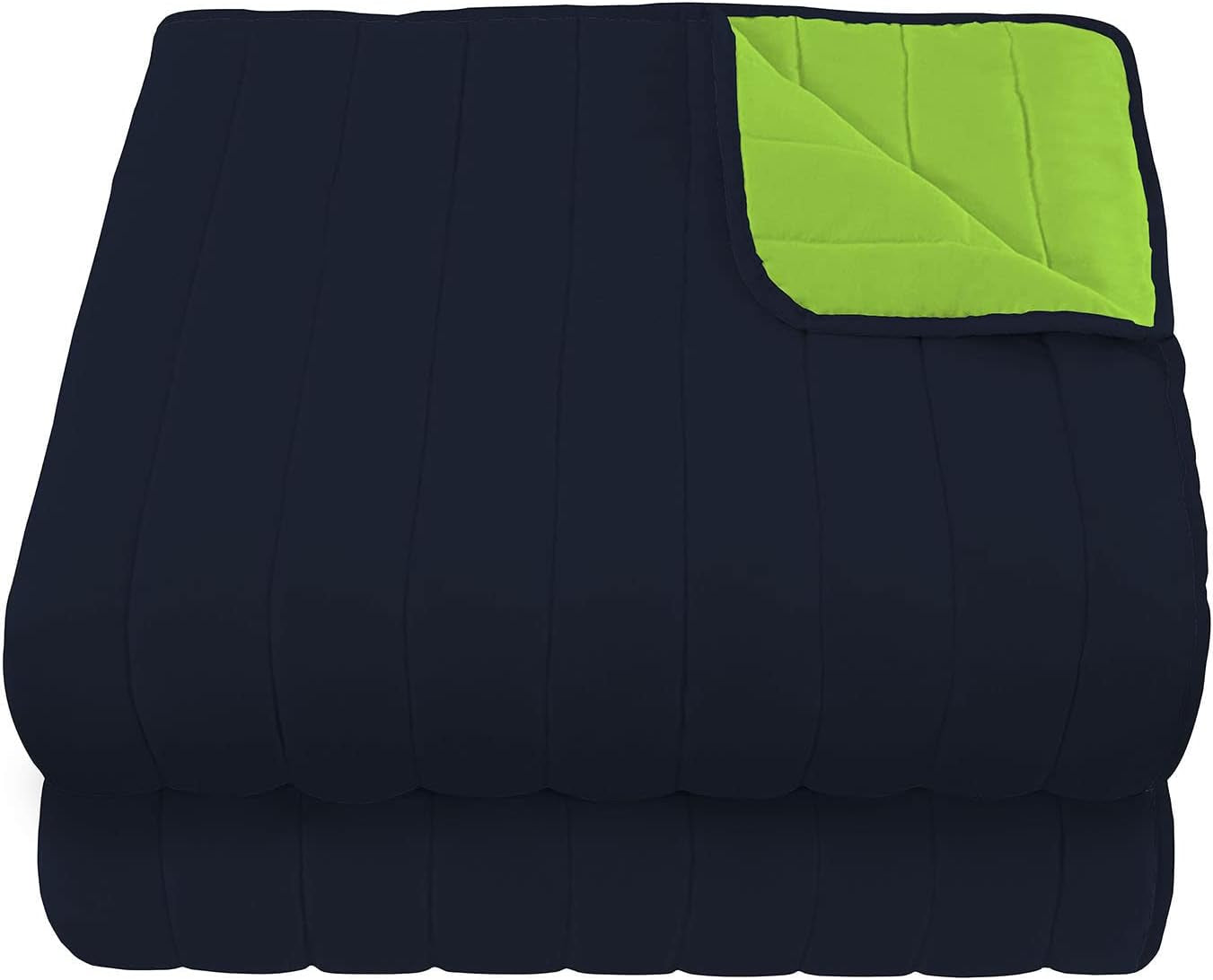 Cuvertură elegantă pentru pat dublu 260 X 270 Cm Blu Scuro/Verde Mela Paturi si Cuverturi Besuche den Italian Bed Linen-Store