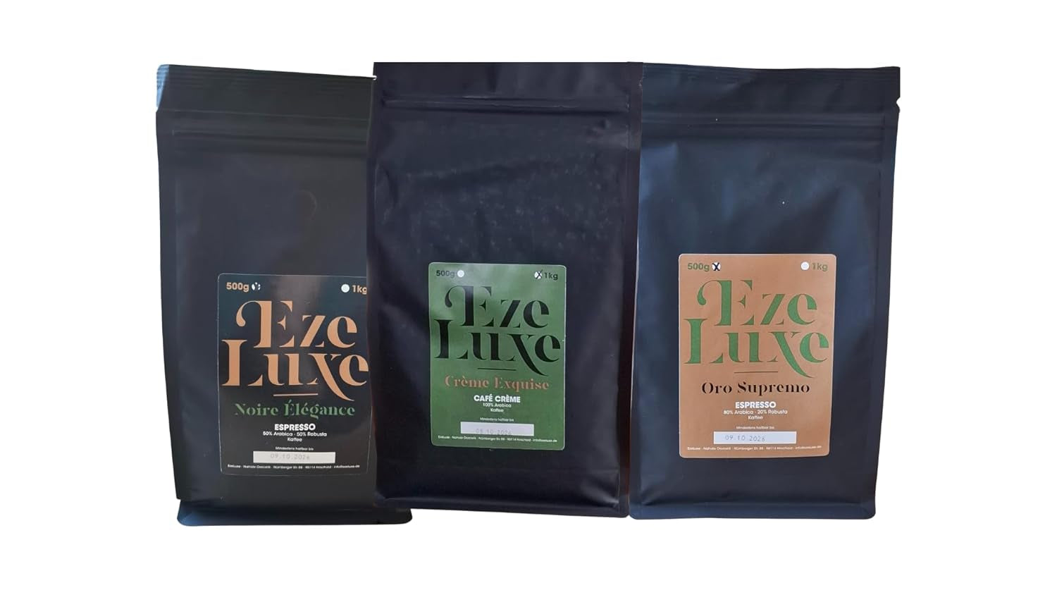 Cafea Espresso Noire Elegance 500g – 50% Arabica și 50% Robusta din Brazilia și India – prăjire medie, puternică și cremoasă cu ciocolată neagră – intensitate 8 – incl. espressor gratuit