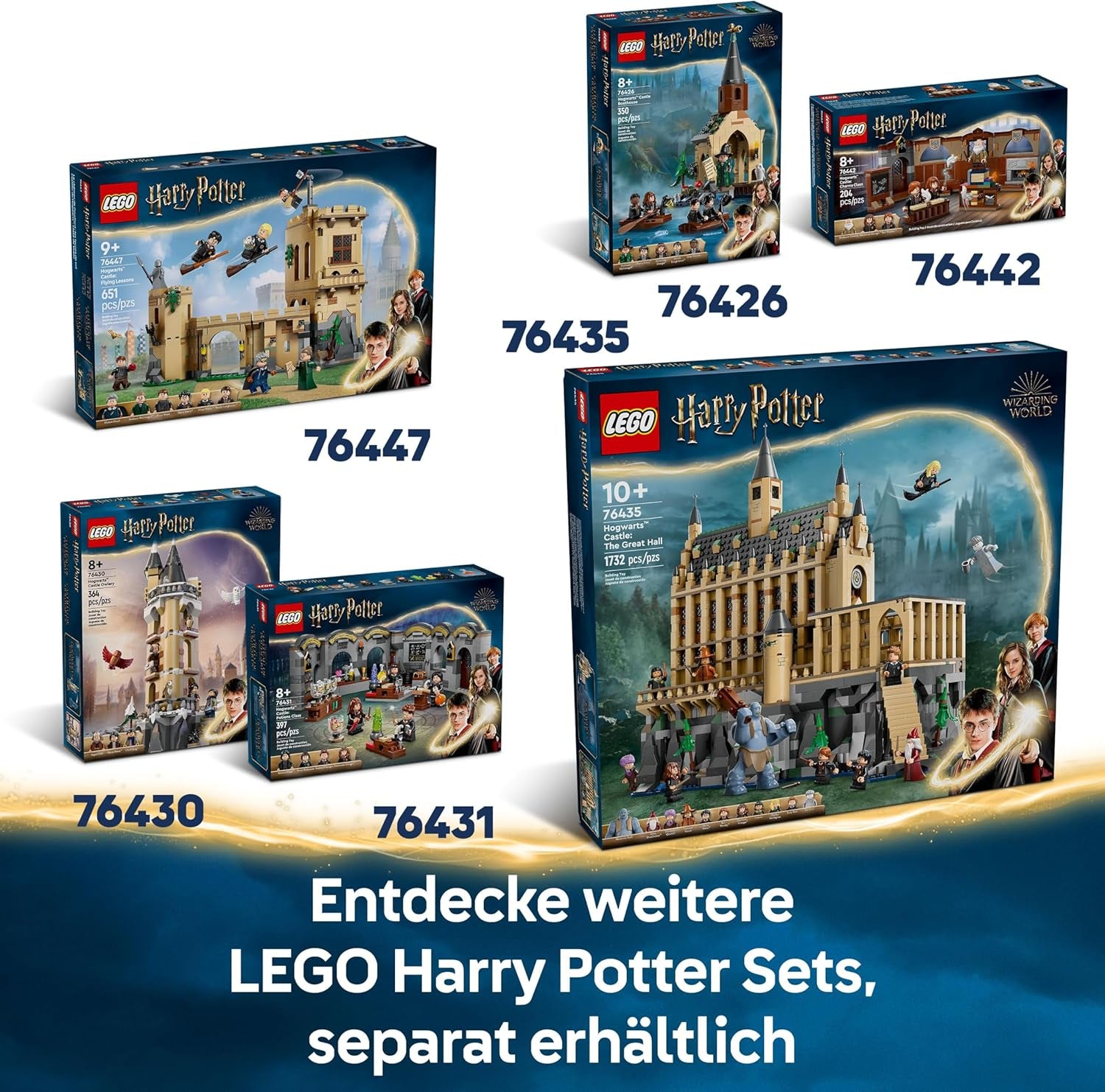 LEGO Harry Potter Schloss Hogwarts: Zauberkunstunterricht, Set mit 3 Minifiguren, inkl. Hermine Granger & Ron Weasley, Wingardium Leviosa Funktion, Spielzeug für Mädchen & Jungen ab 8 Jahren 76442
