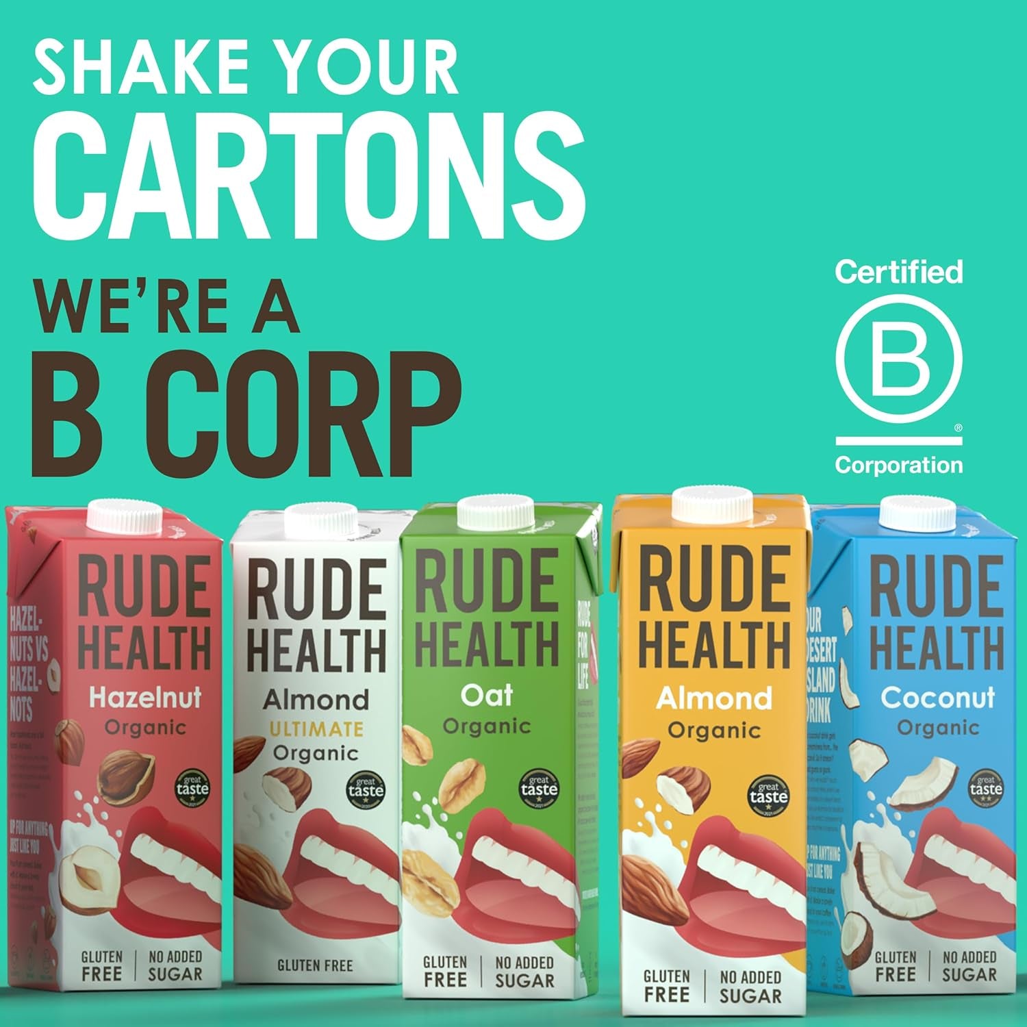 Rude Health 6 x 1 Liter Bio-Cashew-Drink, 100% natürliches Bio-Getränk, glutenfrei, ungesüßt, preisgekrönt, gesund & vegan, 100% recycelbare Verpackung