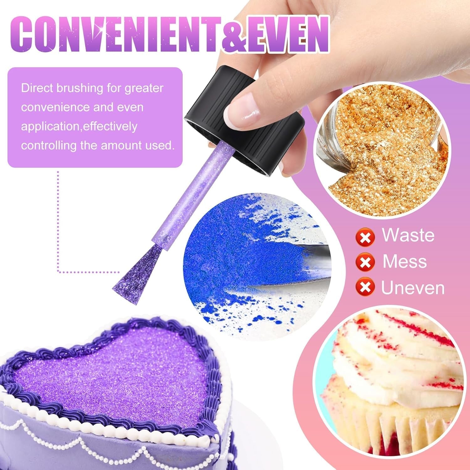 Set de sclipici comestibil - 4 culori pudră de sclipici comestibilă multicoloră, praf de sclipici pentru prăjituri, băuturi, alimente - pudră de sclipici metalică, colorant alimentar pentru cocktailuri, vin, fondant