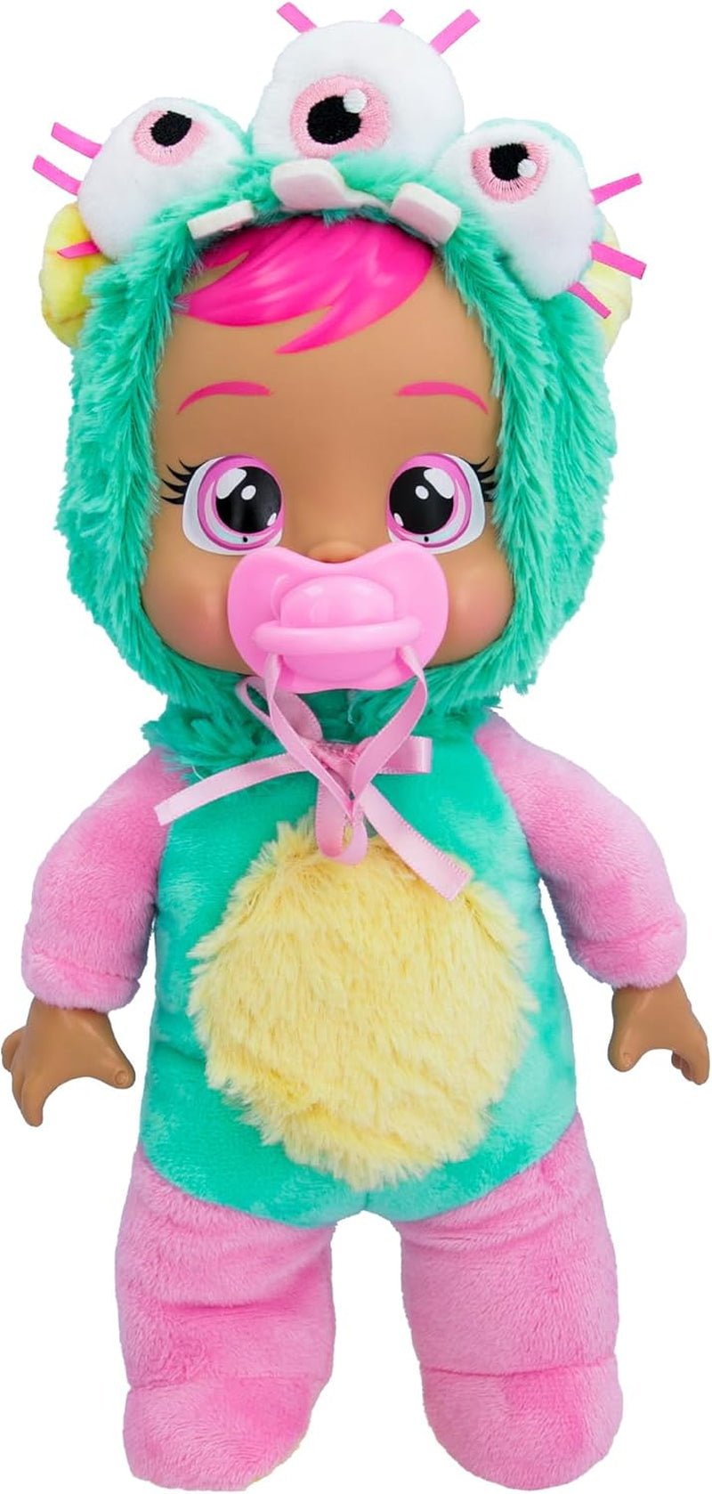 Cry Babies Tiny Cuddles Monster Momo, Plüsch-Baby-Puppe, Tiny Cuddles mit personalisiertem Pyjama eines Monsters, das echte Tränen weint, Kinder ab 18+ Monaten