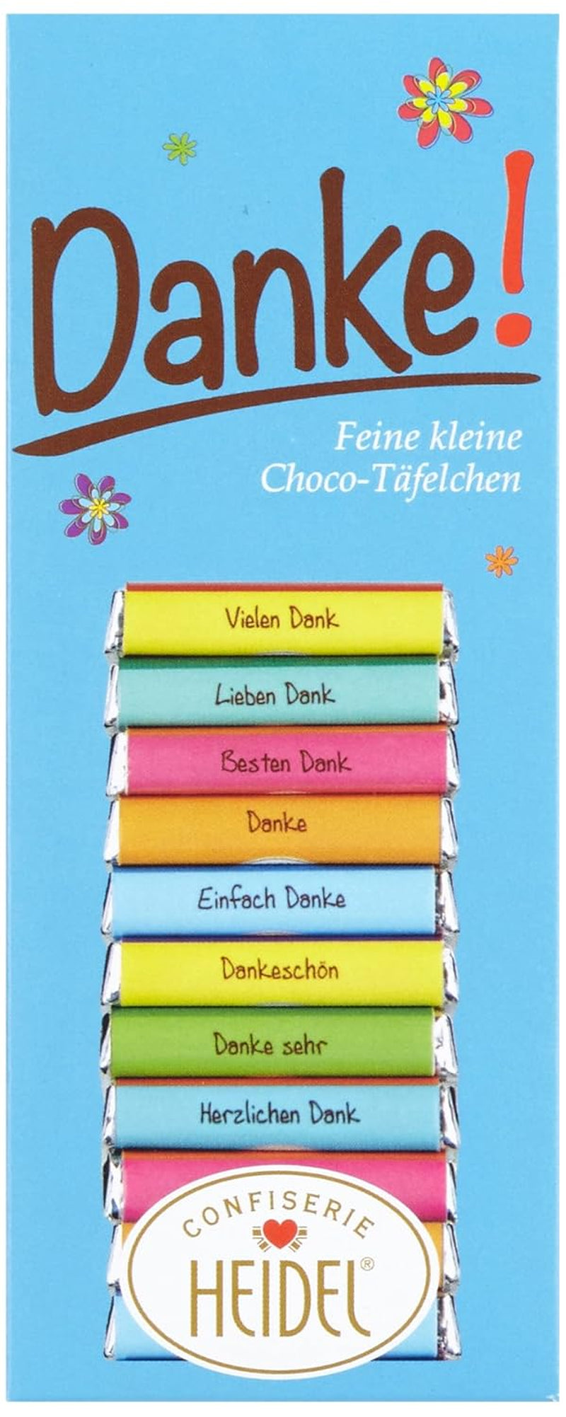 Batoane de ciocolată cu lapte Heidel Thank You 3x80g, 16 mini-batoane a câte 5g per pachet, Diverse expresii de recunoștință, Idee de cadou rafinată