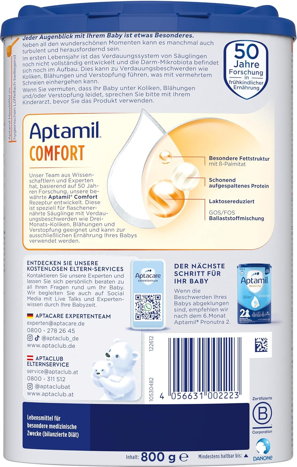 Aptamil Comfort - Formulă specială de la naștere - 1 x 800 g
