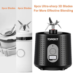 Topesct Tragbarer Mixer, Smoothie Maker to Go– Mobiler Standmixer/Elektrischer Mini Saftmixer Sechs Klingenin 3D-Anordnung Für Hervorragendes Mixen,13Oz USB Wiederaufladbarer Juicer (Schwarz) Bucatarie Naty Shop