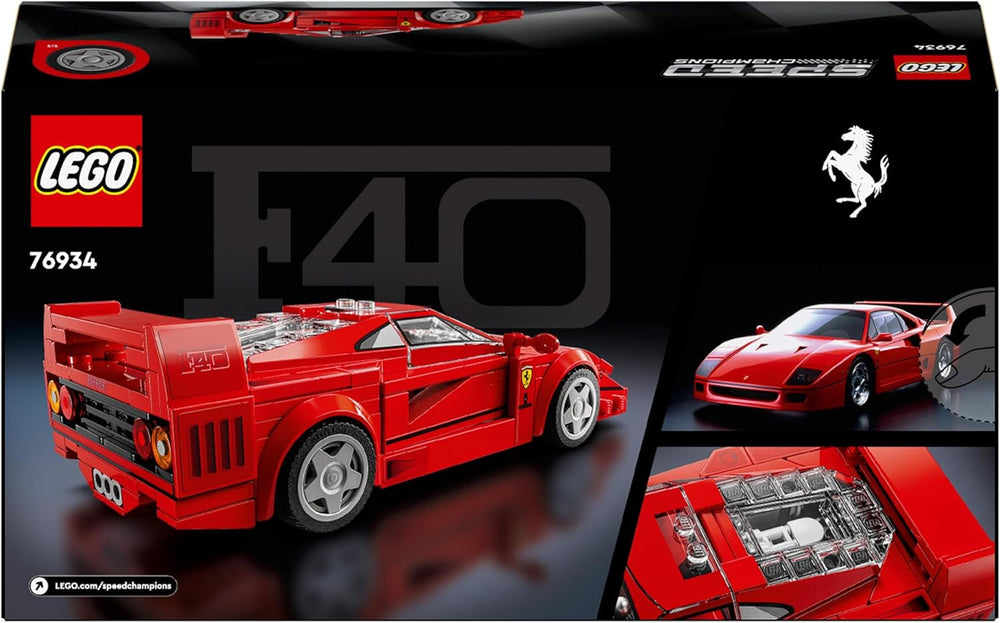 LEGO Speed Champions Ferrari F40 Super Sports Car, Playset cu mașină de jucărie construibilă și șofer minifigurină, set de construcție de colecție pentru copii, cadou pentru băieți și fete 76934 Seturi de constructie Besuche den LEGO-Store