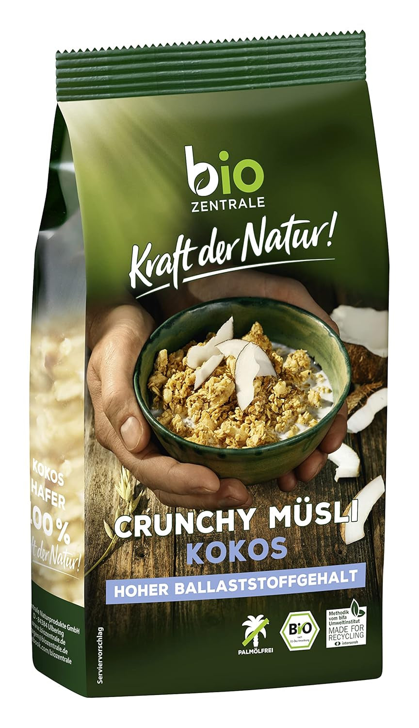 Muesli crocant cu fructe de pădure Biozentrale | 375 g Muesli organic | Ideal pentru micul dejun și pentru paharul tău de muesli la pachet | O alternativă la batoanele de muesli