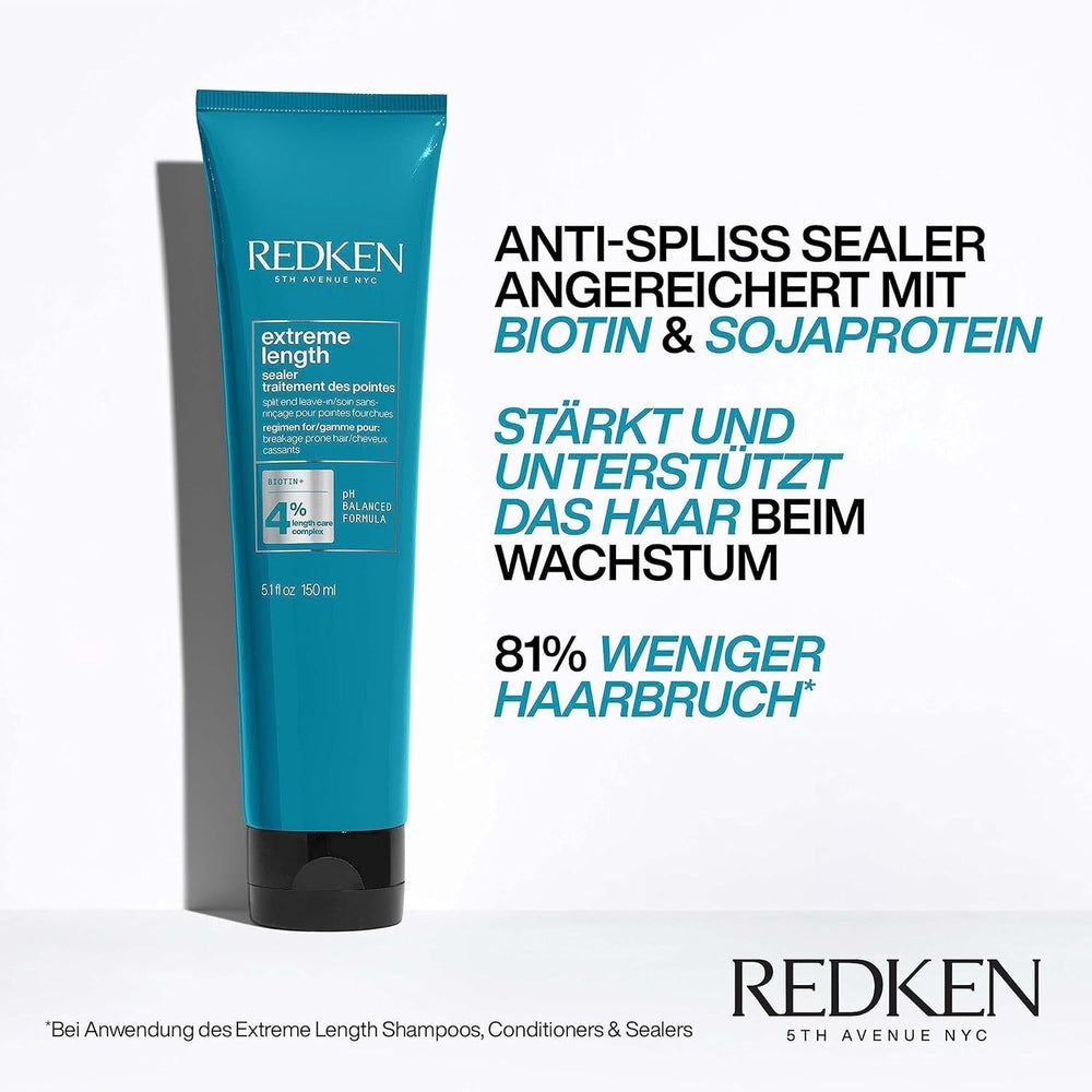Mască de păr Redken pentru păr lung și puternic, Repară și regenerează, Împotriva ruperii părului, Cu biotină și proteine de soia, Extreme Length Sealer, 150 ml Masca de par Naty Shop