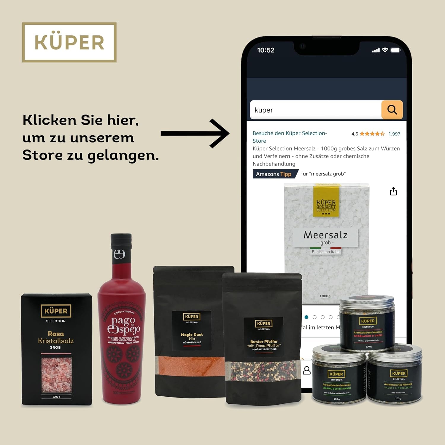 Küper Selection 1000g Kristallsalz rosa fein - rosa Speisesalz zum Würzen und Verfeinern – 100% natürliches Salz