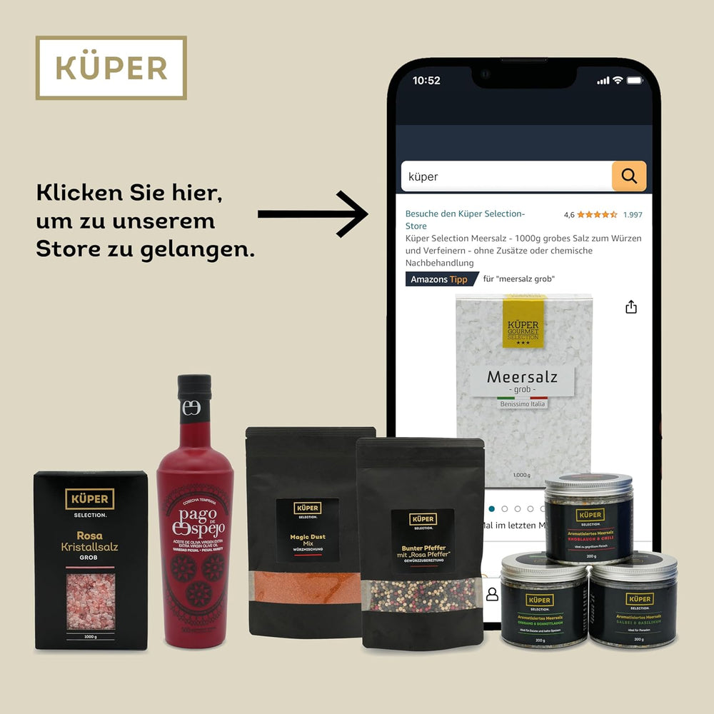 Küper Selection 1000g Kristallsalz rosa fein - rosa Speisesalz zum Würzen und Verfeinern – 100% natürliches Salz