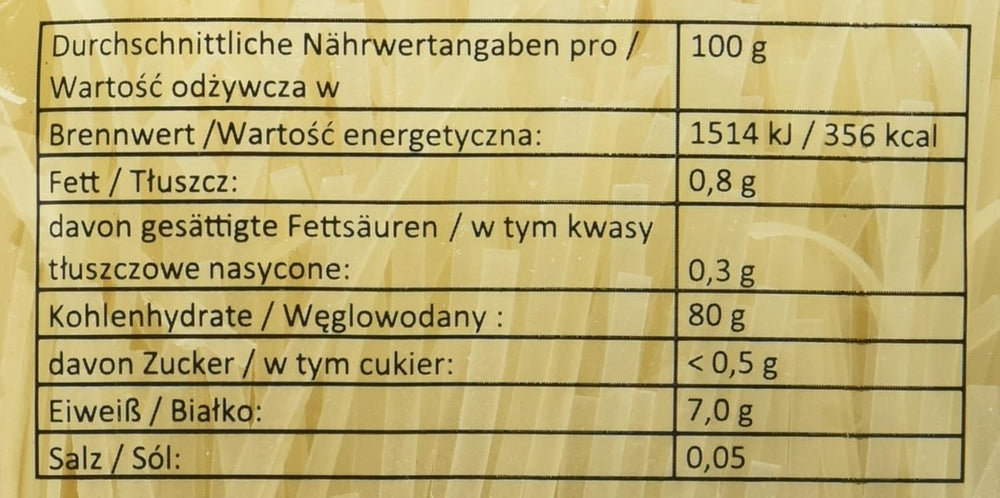 Tăiței de orez – thailandezi, tăiței panglică de orez cu lățimea de 3 mm, preparați din făină de orez – 17 x 400 g