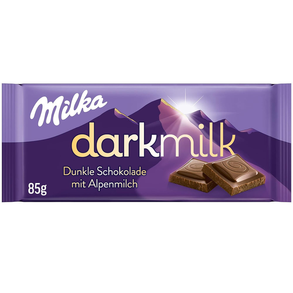Milka Black Milk – Ciocolată alpină neagră cu lapte și umplutură cremoasă de nuga – 85g (pachet de 5)