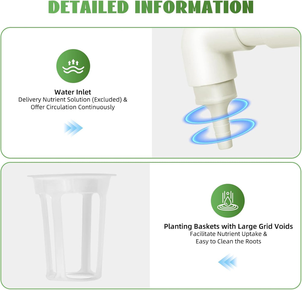 Kit de creștere hidroponică, sistem de irigare a plantelor hidroponice cu 36 de găuri, set de creștere hidroponică pentru grădină, casă, grădină, birou