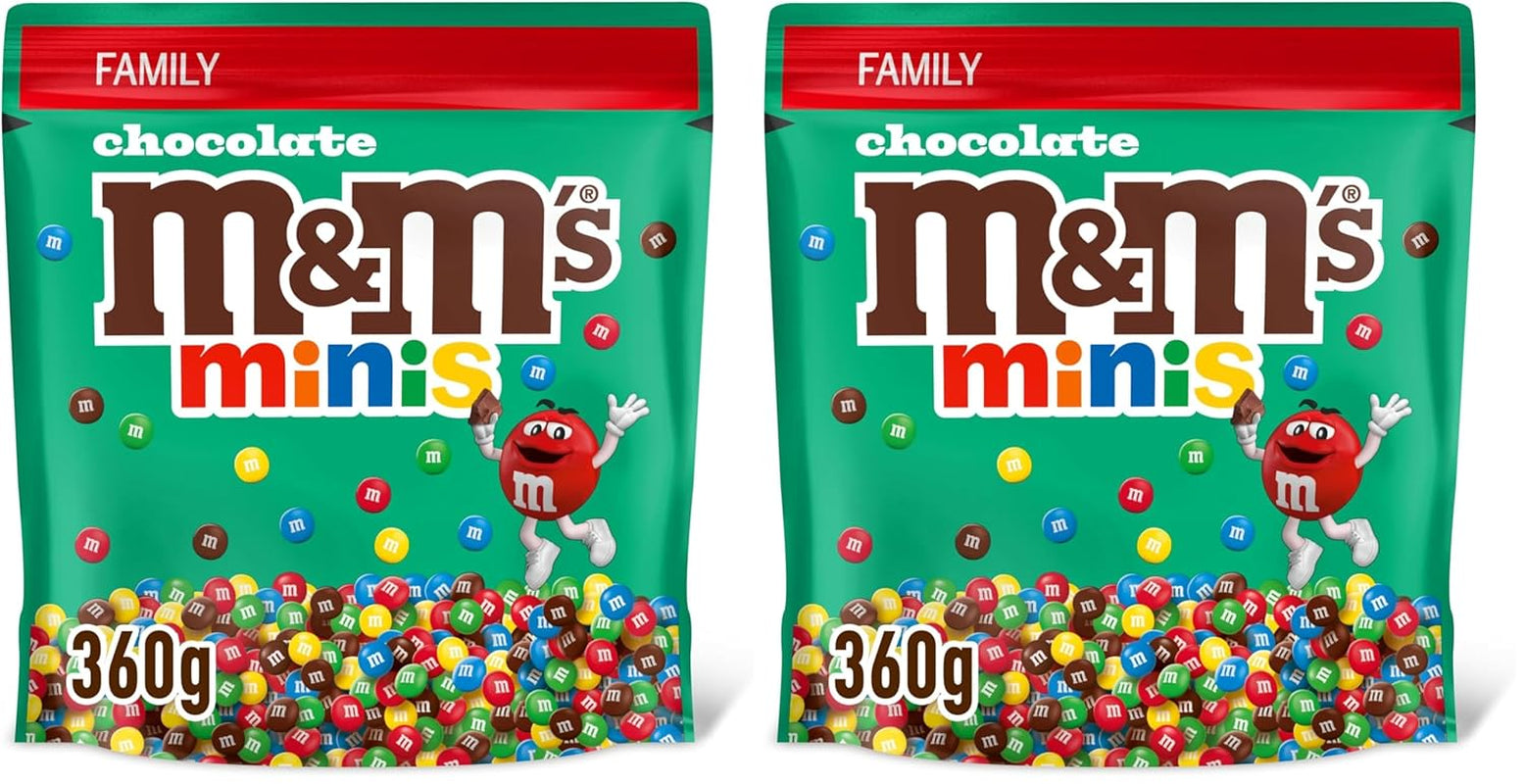 M&M's Chocolate Minis, Ciocolată, 1 x 324g, Linte cu ciocolată (324g) (Pachet de 2)