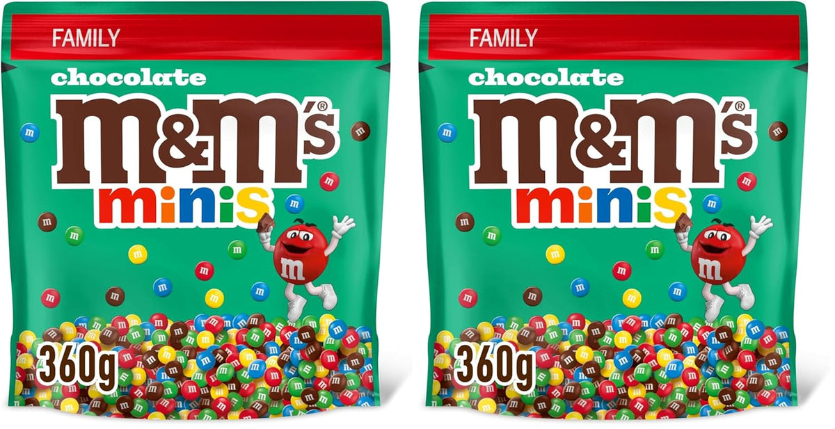 M&M's Chocolate Minis, Ciocolată, 1 x 324g, Linte cu ciocolată (324g) (Pachet de 2)
