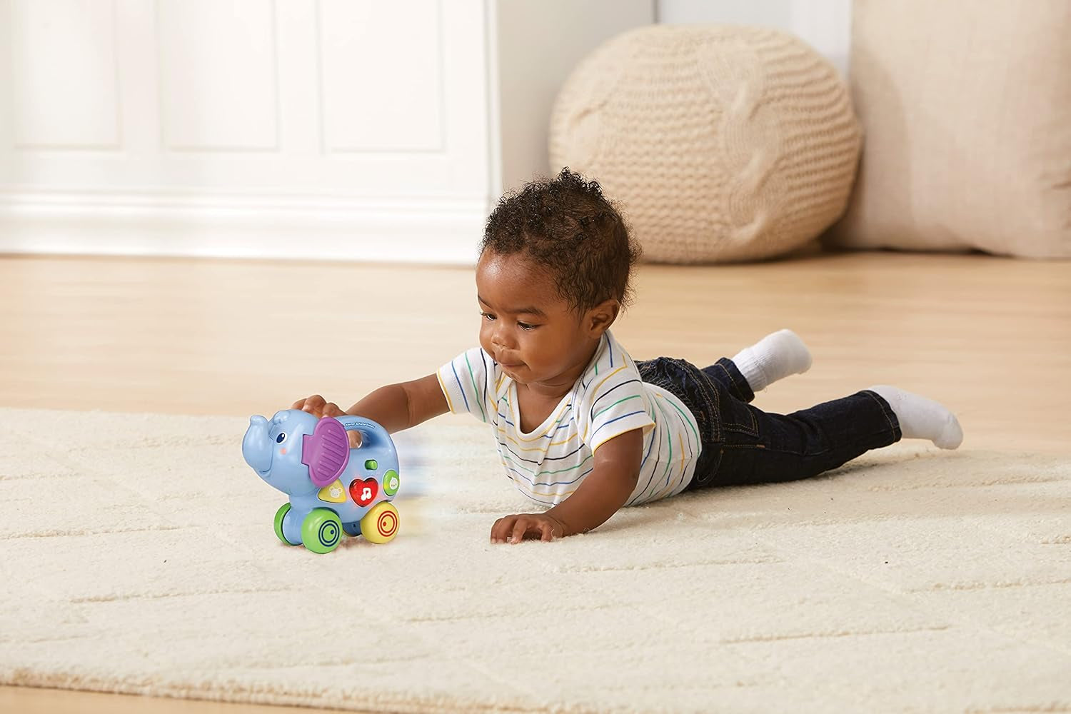 Vtech Baby Little Pushing Elephant - Jucărie interactivă pentru împins și jucat - Cu cântece, melodii, propoziții și sunete - Pentru copii cu vârsta cuprinsă între 6-36 luni Jucarii Bebe Naty Shop