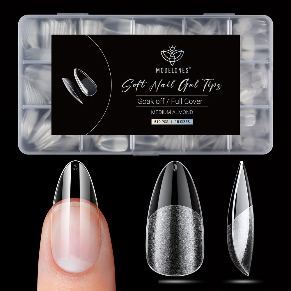 Modelones Tips Unghii 510 Piese - Set Tips Unghii Acoperire Completă, Set Tips Gel, Tips Unghii Rășină PMMA Pre-Lustruire, Unghii Artificiale pentru Lipire pe Nail Art DIY, Squoval Scurt