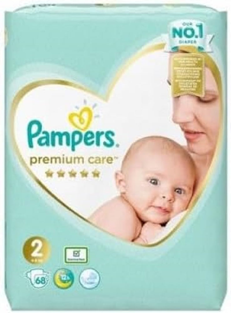 Scutece Pampers Mărimea 2 (4-8 kg), Scutece Premium Care, 68 bucăți, Cel mai bun confort și protecție pentru pielea sensibilă de la Pampers