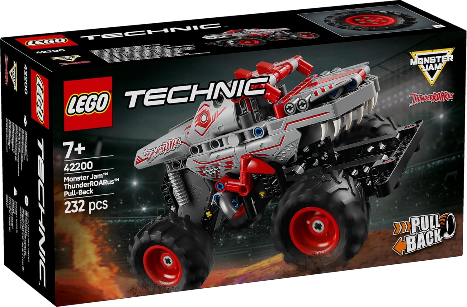 LEGO Technic Monster Jam Thunderroarus, camion monstru de jucărie cu funcție de retragere, jucărie de construcție pentru copii, cadou pentru băieți și fete cu vârsta de 7+ 42200 Seturi de constructie Besuche den LEGO-Store
